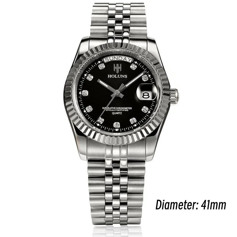 Holuns Luxury Classic 36/41 mm-es arany férfi karóra, japán MIYOTA kvarc szerkezet, rozsdamentes acél, klasszikus üzleti karóra, vízálló