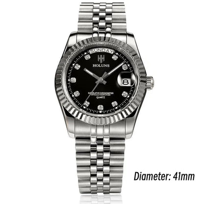Holuns Luxury Classic 36/41 mm-es arany férfi karóra, japán MIYOTA kvarc szerkezet, rozsdamentes acél, klasszikus üzleti karóra, vízálló
