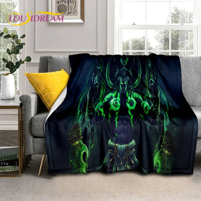 3D World of Warcraft-spil WOW Lich King DH-tæppe, blødt tæppe til hjemmet, soveværelset, sengen, sofaen, picnic, rejser, kontoret og børn