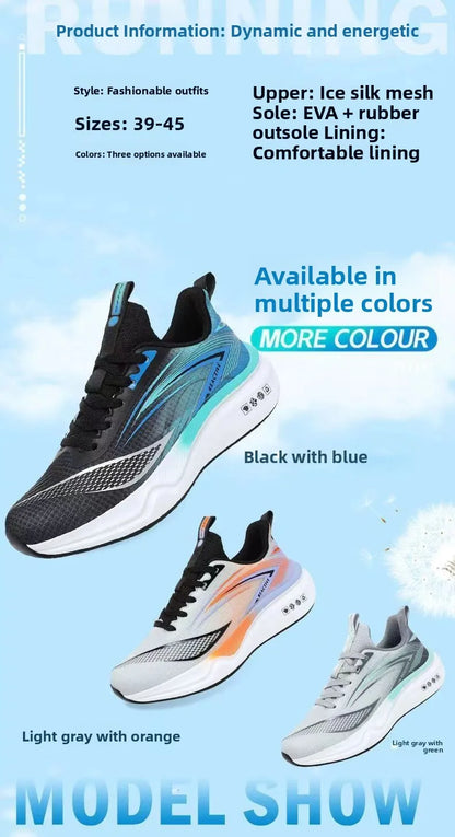 Men's breathable running shoes summer hot sale of the season, casual sporty fish thread soft bottom thick heel cross-border style