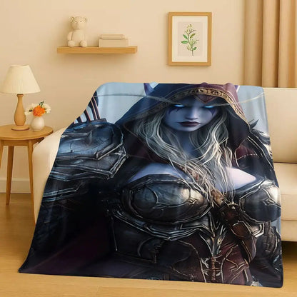 3D WOW World of Warcraft Game Demon Hunter Arthas Cartoon Flannel Blanket,Ultra Soft Plush Throw for Home Bedroom Bed Sofa Cover