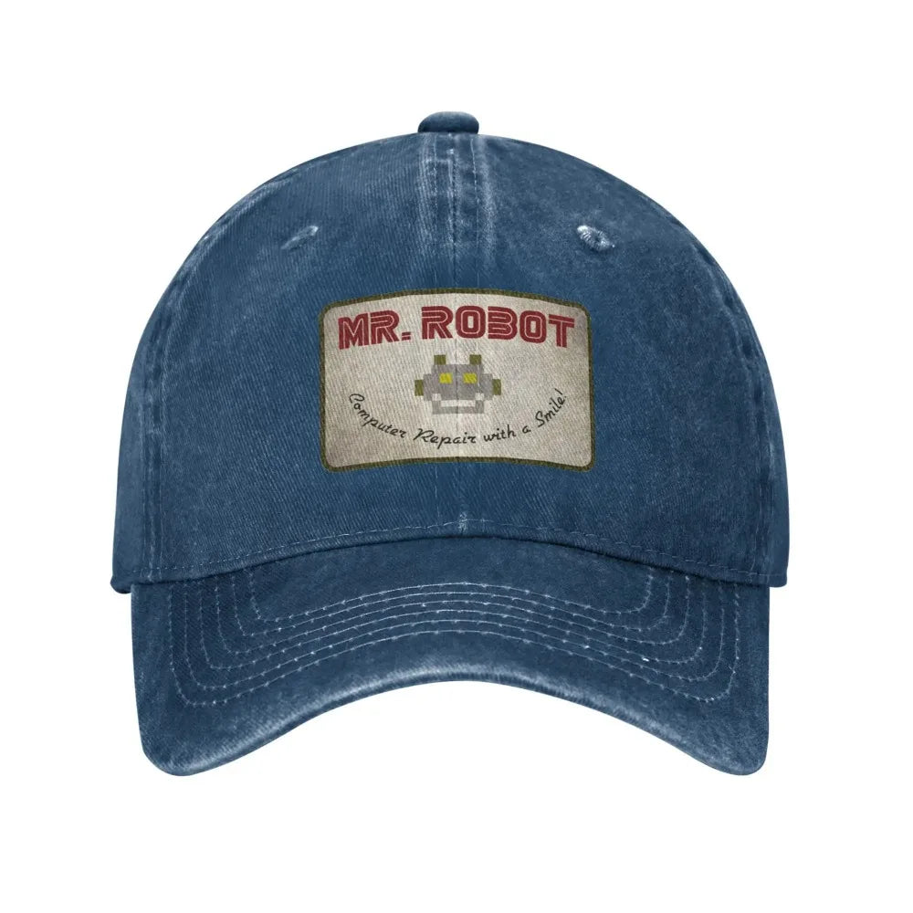 Czapki baseballowe dla mężczyzn z nadrukiem „Computer with Sourires”, „Anime”, „Funny”, „Mr Robot”, „Custom”, „Retro Cowboy” i „Washed” – dżinsowe czapki przeciwsłoneczne w stylu hip-hopowym
