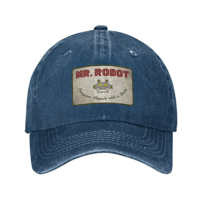 Czapki baseballowe dla mężczyzn z nadrukiem „Computer with Sourires”, „Anime”, „Funny”, „Mr Robot”, „Custom”, „Retro Cowboy” i „Washed” – dżinsowe czapki przeciwsłoneczne w stylu hip-hopowym
