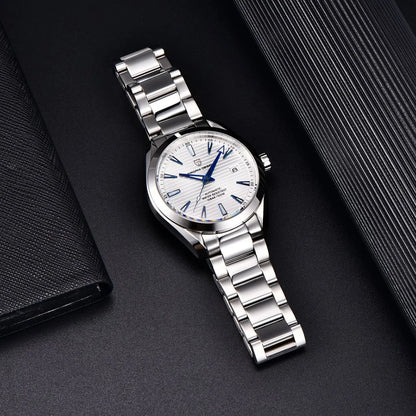 Luxe herenhorloge van PAGANI DESIGN – Mechanisch automatisch model (kaliber 8215), van roestvrij staal, waterdicht, met datumweergave en lichtgevende wijzers