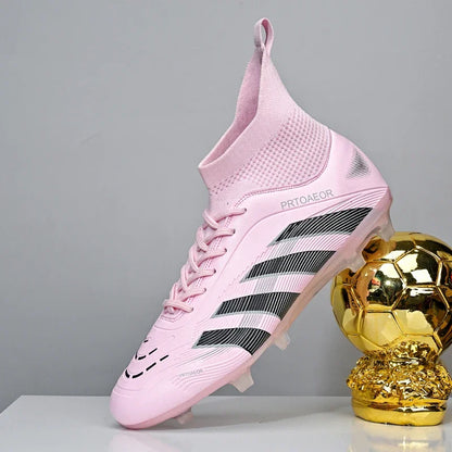 Nouvelles chaussures de football professionnelles pour hommes, crampons de football antidérapants TF/FG, baskets pour garçons, chaussures de sport confortables à la cheville, unisexes