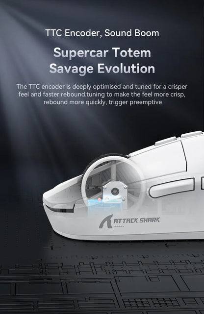 Attack Shark X6 Wireless Ergonomic Gaming Mouse Adjustable DPI Wired 2.4G/Bluetooth High Precision Rechargeable Mice
