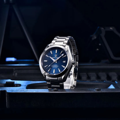 Luxe herenhorloge van PAGANI DESIGN – Mechanisch automatisch model (kaliber 8215), van roestvrij staal, waterdicht, met datumweergave en lichtgevende wijzers