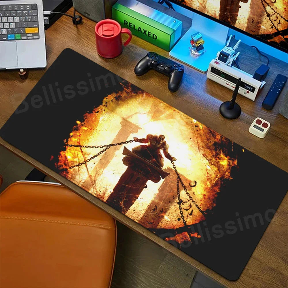 XXL egérpad God of War íróasztali szőnyeg játékos kiegészítők billentyűzet számítógépes egérpad játékosok számára nagy méretű PC-szekrény irodai asztal szőnyeg