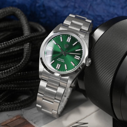Watchdives WD1016 V3 kvarc karóra, 37 mm-es rozsdamentes acél tok, zafírüveg, vintage stílusú karóra, VH31 Sweep mozgás, 100 m vízálló férfi karóra