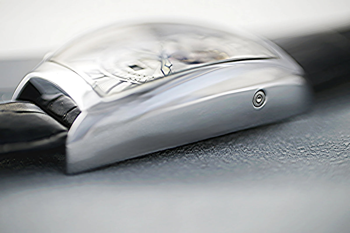 CASENO csúcsminőségű luxusmárka férfi teljesen automatikus mechanikus tourbillon karóra naptárral, éjszakai világítással, tonneau alakú, áttört karóra -577G