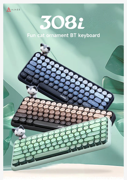 Ajazz 308I Wireless Keyboard 18/84 Keys Round Keycap Bluetooth Keyboard Portable 2.4GHz Numeric Keypad for Tablet Laptop Android