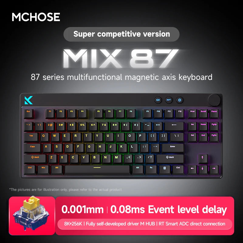 Mchose Mix87 Magnetic Switch Keyboard Wired Gaming Keyboard 8K+256K Esport 0.08ms Low Latency E-Sports Custom Gamer Accessories