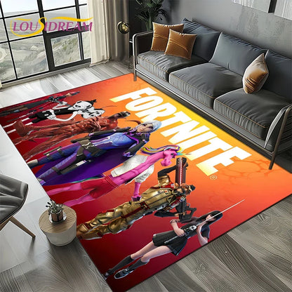 2025 Games 3D F-Fortnite Cartoon Carpet Rug for Living Room Bedroom Home Sofa Decoration, Kids Play Area Rug Non-slip Floor Mat