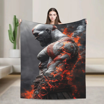 God of War Games Kratos Cartoon  Blanket Quality Soft  Bedding Throws Winter Travel Office Home Decor Aesthetic Bedspread