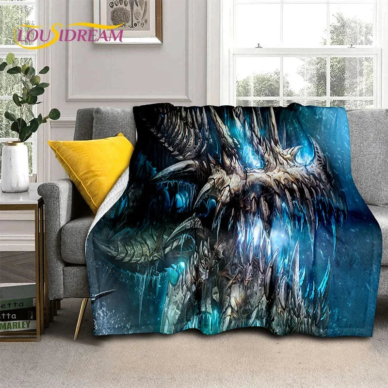 3D World of Warcraft-spil WOW Lich King DH-tæppe, blødt tæppe til hjemmet, soveværelset, sengen, sofaen, picnic, rejser, kontoret og børn