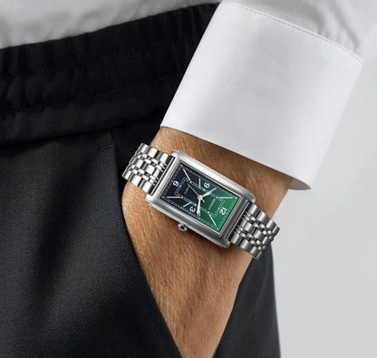 BERNY square men’s watch – Quartz movement, Roman numeral dial, luminescent display, 316L stainless steel case – An elegant and casual rectangular watch