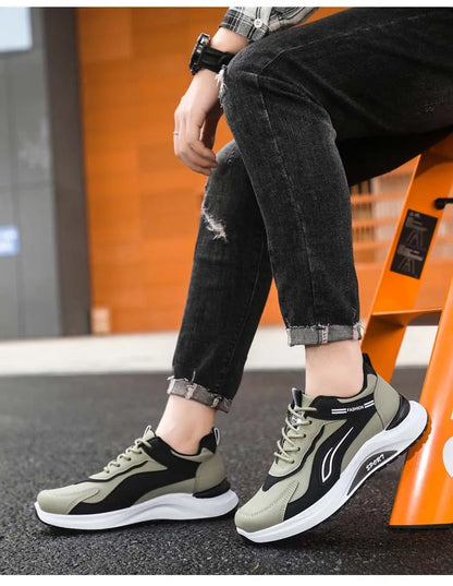 Modne męskie buty sportowe w koreańskim stylu, sznurowane, casualowe, do biegania, wygodne, oddychające, z grubą podeszwą