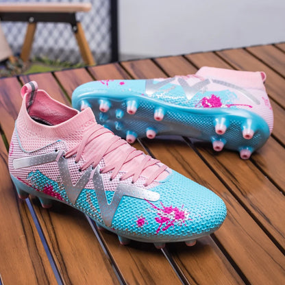 Men’s Non-Slip Football Boots Unisex Professional Soccer Shoes Sports New Cleats Drop Shipping Ultralight Breathable Futsal