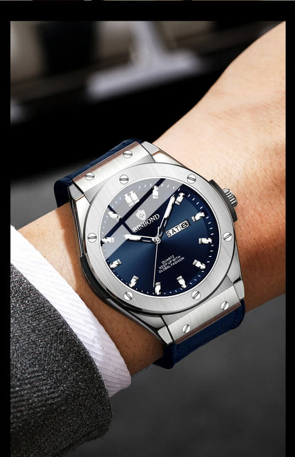 Férfi új, alkalmi, üzleti bőr óra, luxus férfi karóra, automata karórák, férfi divatkarórák, kvarc karórák, Relojes De Hombre