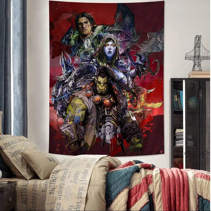 Vruća igra World of Warcraft, veliki zidni tapiserija s printom, jeftini hipi zidni ukrasi, boemski zidni tapiserije, mandala, kućni dekor