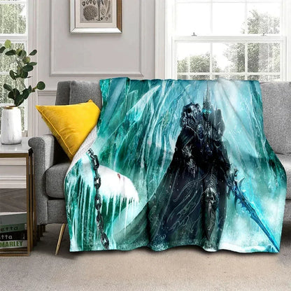 3D World of Warcraft-spil WOW Lich King DH-tæppe, blødt tæppe til hjemmet, soveværelset, sengen, sofaen, picnic, rejser, kontoret og børn