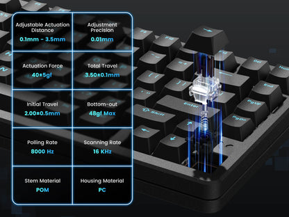 Womier SK75 TMR 3-Modes Wireless Magnetic Mechanical Keyboard Hot Swap Gasket Full Aluminum Gaming Keyboard RGB Keyboard for PC