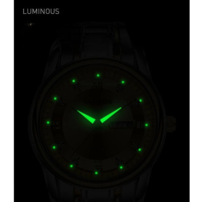Orologio di lusso da donna, orologio al quarzo, orologio da polso digitale, impermeabile, con calendario e display illuminato; stile alla moda e professionale, adatto anche agli uomini.
