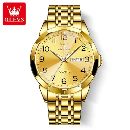 Montre pour homme OLEVS 9970 – Modèle élégant avec cadran numérique, affichage de la date et du jour, étanche, luminescente, à quartz – Montre de luxe originale
