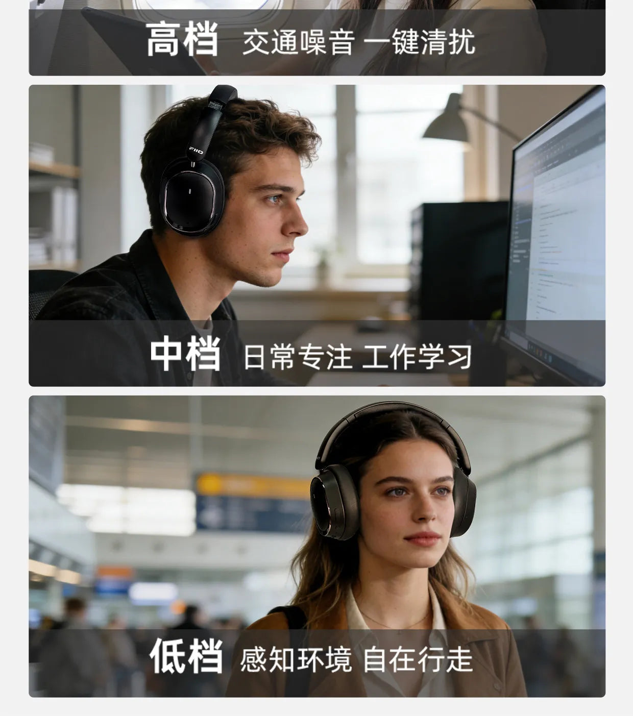 Cuffie over-ear wireless Bluetooth ANC FiiO EH13 – Headset gaming HiFi LDAC con cancellazione del rumore, bassi profondi e lunga autonomia della batteria