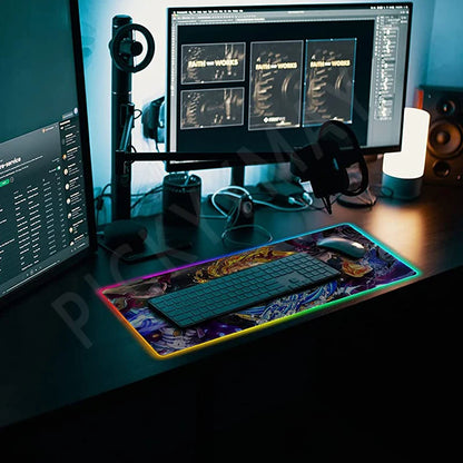 World Of Warcraft RGB Mousepad Large Gaming Mousepads Luminous Mouse Pad WOW Big Desk Pad LED Mouse Mat Backlit Keyboard Mats