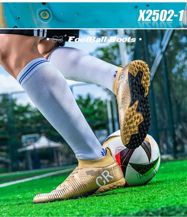 Kinder-Fußballschuhe mit Zehenschutz gegen Stöße, Schnürverschluss, kurzen rutschfesten Stollen, strapazierfähig und atmungsaktiv, für Outdoor-Spiele auf Rasen