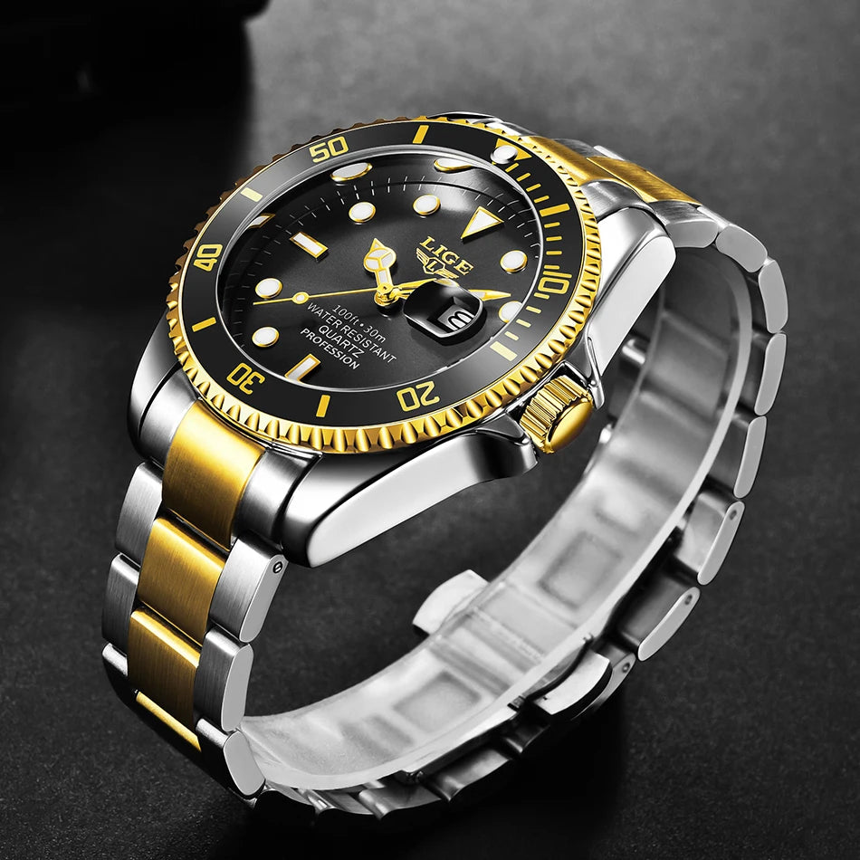 Montre pour homme LIGE – Chronographe à quartz, étanche, style décontracté et professionnel, accessoire de mode de luxe d'une grande marque.
