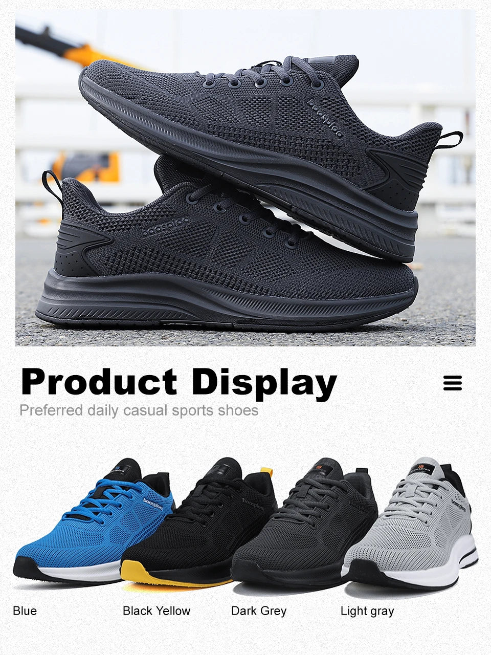 Baasploa løbesko til mænd – mærke, designer, mesh, casual sneakers, letvægts, snøresko, nye herresko til udendørs sport og tennis