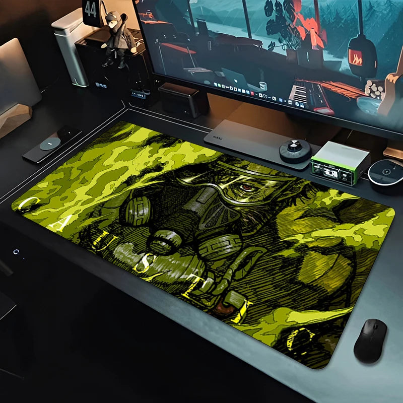 Apex Legends Caustic egérpad, nagy méretű játékos kiegészítő, egérpad, gamer asztali szőnyeg, irodai billentyűzet, XXL, anime szőnyeg, sebesség