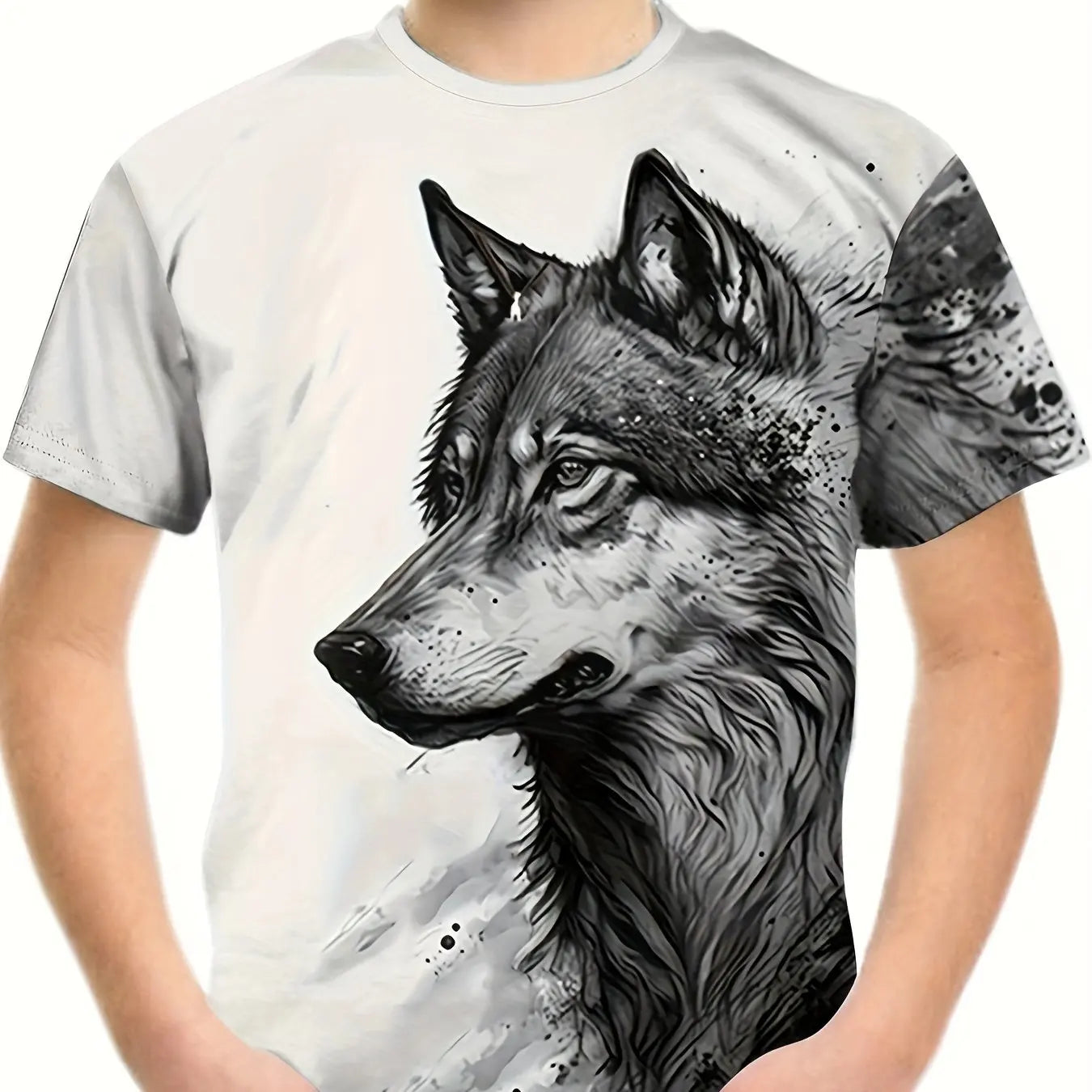 Children's Clothing Boys Tshirt Short Sleeve Cool 3D Wolf Print Kids Summer Clothes Stylish Streetwear Round Neck Girl Clothes﻿