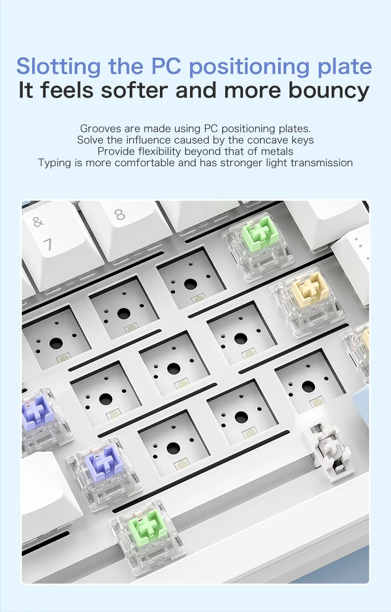 F75 Mechanical Keyboard FREEWOLF 81 Keys Layout Metal Knobs PBT Keycaps,Fully Hot-swappable Keys RGB Multi-color Backlighting