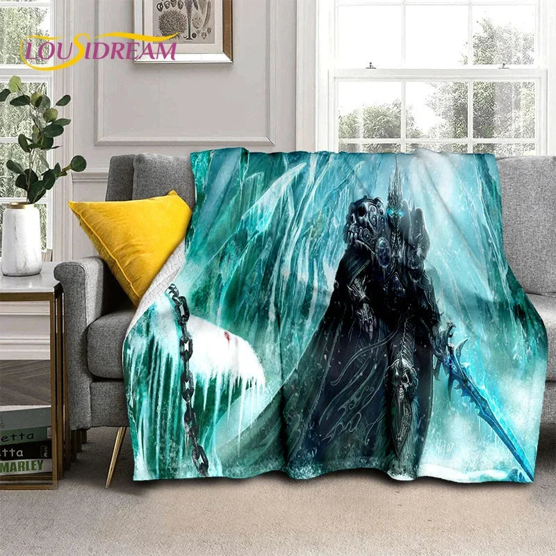 3D World of Warcraft-spil WOW Lich King DH-tæppe, blødt tæppe til hjemmet, soveværelset, sengen, sofaen, picnic, rejser, kontoret og børn