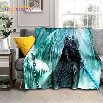 3D World of Warcraft-spil WOW Lich King DH-tæppe, blødt tæppe til hjemmet, soveværelset, sengen, sofaen, picnic, rejser, kontoret og børn
