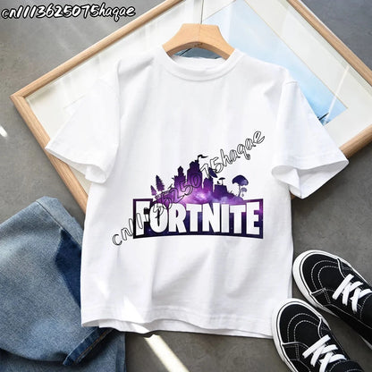 Neue Fortnite-Sommer-T-Shirts für Kinder, Cartoon-Figur-Grafik-T-Shirt, lässige Sport-Kurzarmtops für Jungen