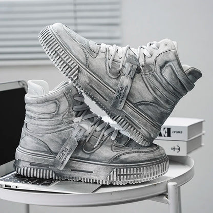 Autumn and Winter High Top Men's Fashion Trend Retro Gray Parent-Child Work Sports Shoes