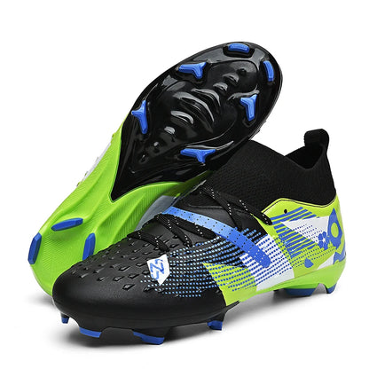 Nouveaux hommes chaussures de Football de haute qualité en plein air haute cheville ultraléger bottes de Football en salle chaussures de sport antidérapantes Futsal antidérapantes