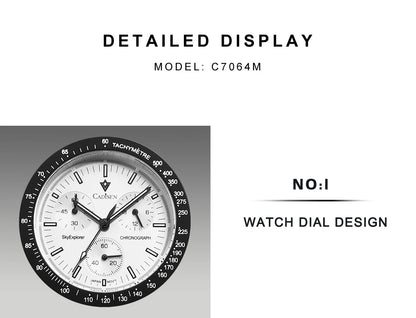CADISEN Új férfi karórák Luxus kvarc karóra férfiaknak Zafír AR bevonatú üveg Vászon VK68 Speed Chronograph Automatikus