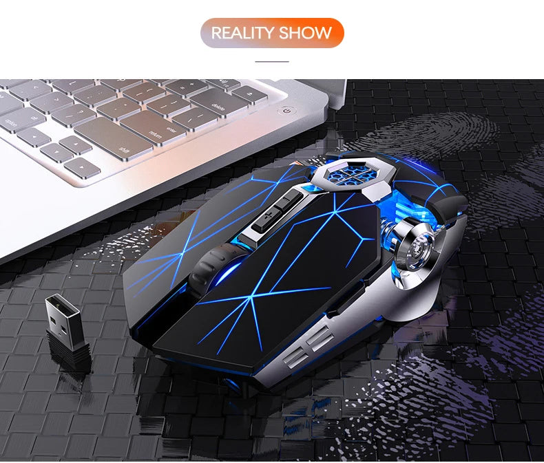 UTHAI A7 Laptop Accessories Rechargeable Wireless Mouse Mute Office Game Water Cooled Light Effect Bluetooth Mouse