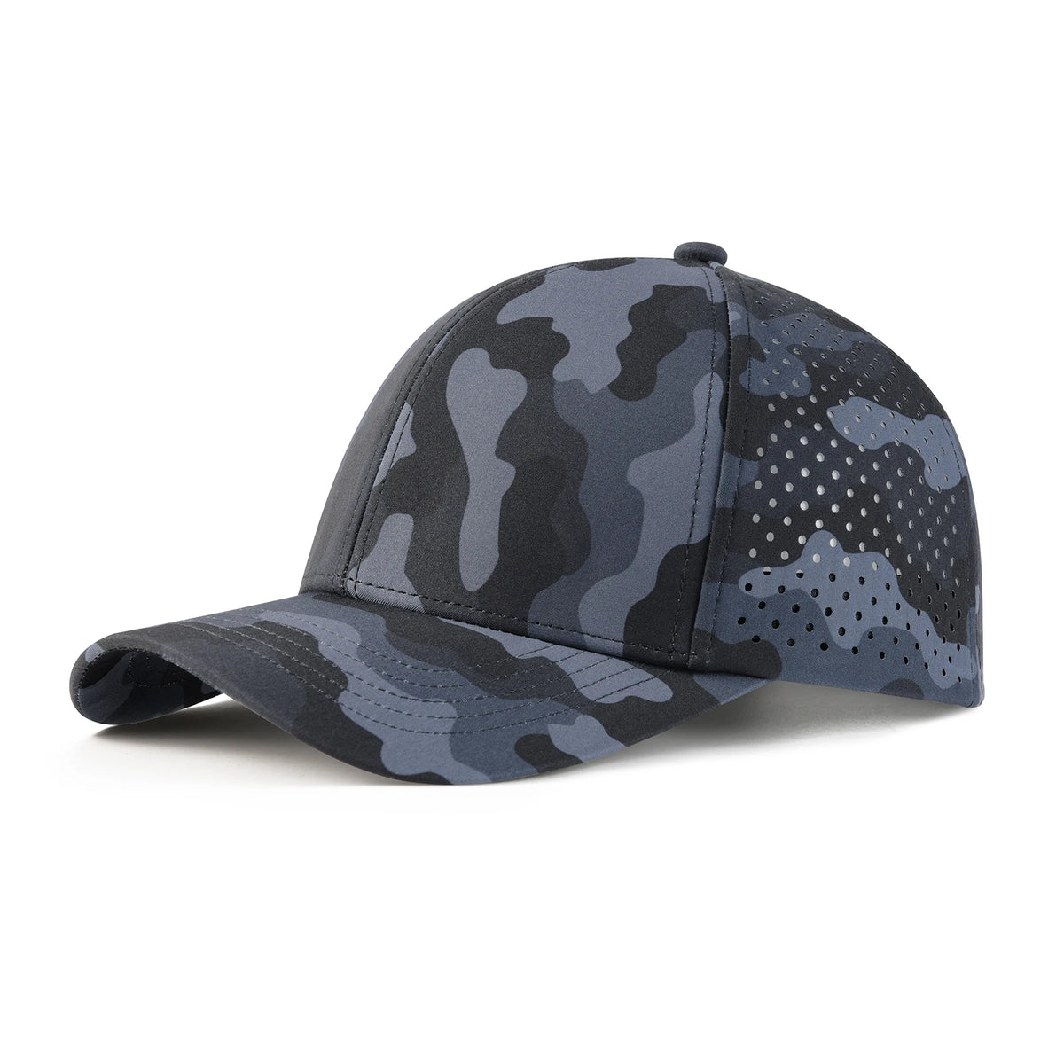 VOBOOM Șapcă de baseball pentru bărbați, cu uscare rapidă, din plasă tăiată cu laser, cu bor curbat, tip snapback, pentru alergare în aer liber și călătorii, negru