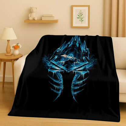 3D WOW World of Warcraft Game Demon Hunter Arthas Cartoon Flannel Blanket,Ultra Soft Plush Throw for Home Bedroom Bed Sofa Cover