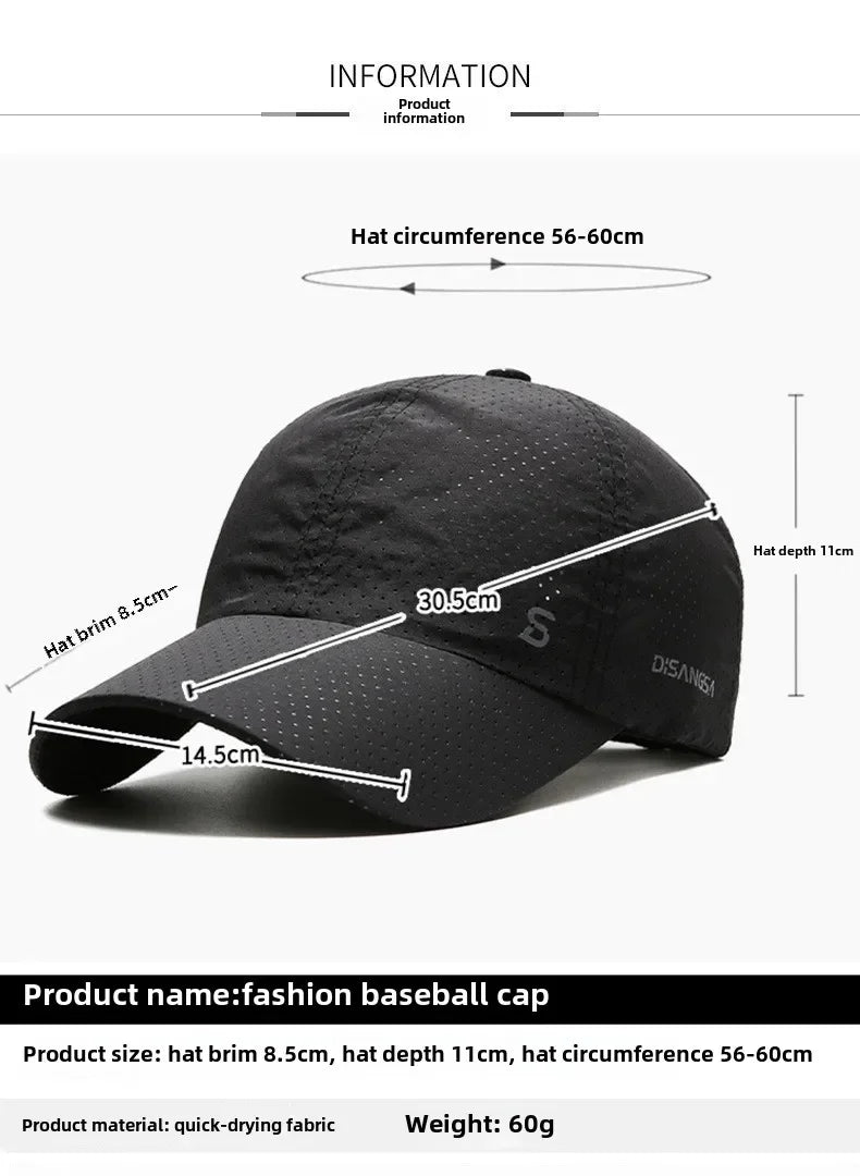 Fashion Design Running Cap Thin Quick Drying Breathable Duck Tongue Outdoor Men's Sun Summer Fishing Avisor Baseball Cap
