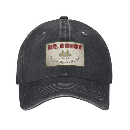 Czapki baseballowe dla mężczyzn z nadrukiem „Computer with Sourires”, „Anime”, „Funny”, „Mr Robot”, „Custom”, „Retro Cowboy” i „Washed” – dżinsowe czapki przeciwsłoneczne w stylu hip-hopowym