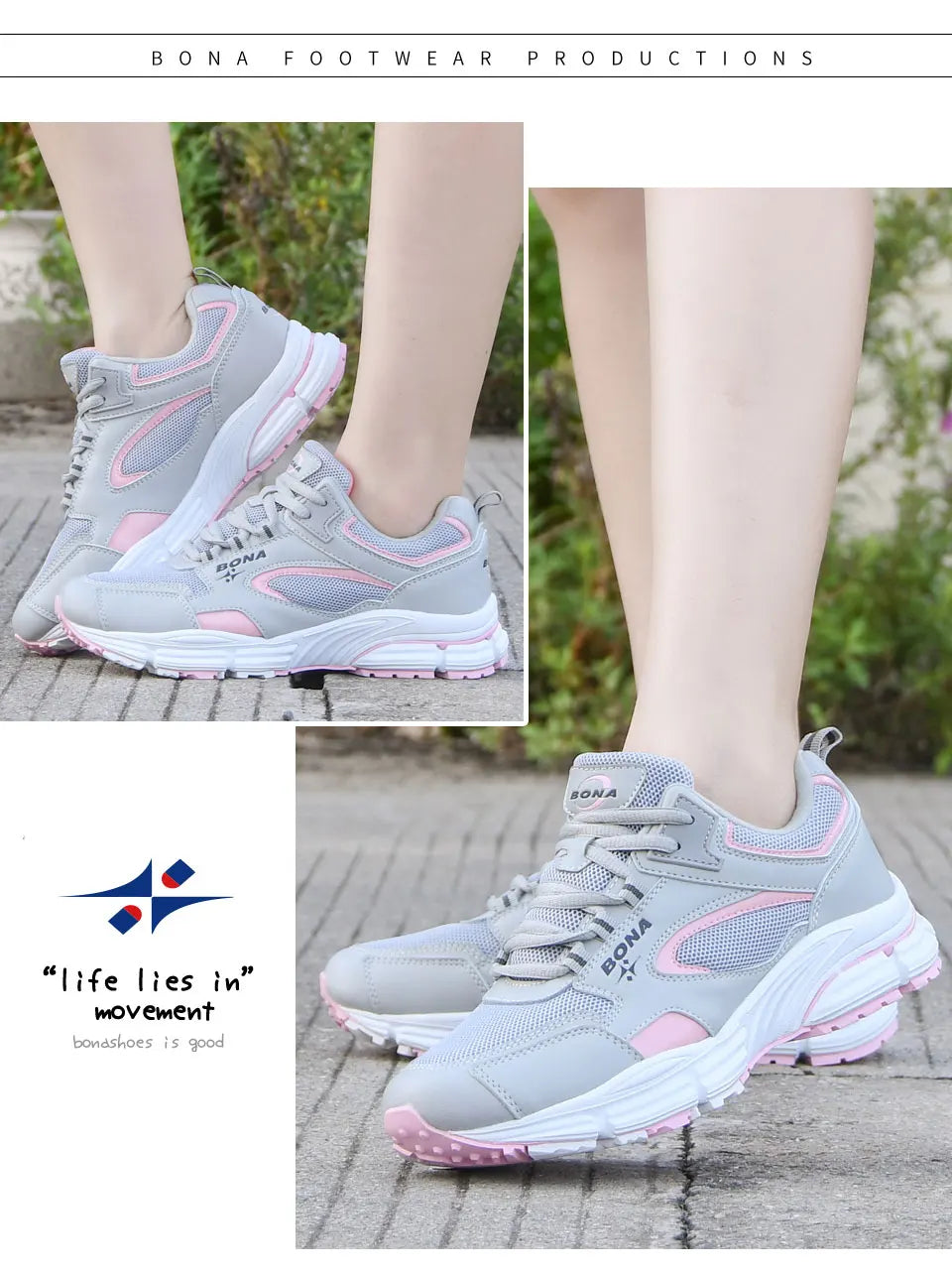 BONA new designers running shoes breathable outdoor sports shoes women lightweight sneakers ladies comfort athletic shoes