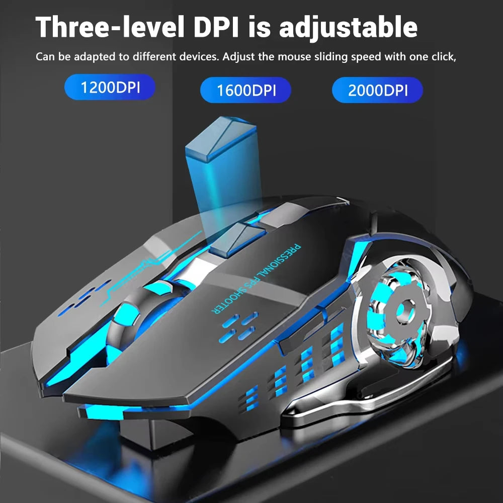 Kabellose Bluetooth-Maus 2.4G USB Mecha Gaming-Maus, wiederaufladbar, leise, mit Hintergrundbeleuchtung, ergonomische Büromaus, Gaming-Zubehör