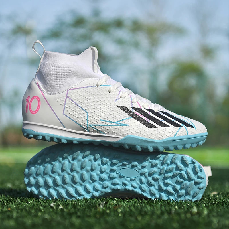 Nouvelles chaussures de football pour hommes, chaussures de sport antidérapantes ultralégères à haute cheville pour l'extérieur, chaussures de futsal antidérapantes pour l'intérieur, chaussures de football de haute qua